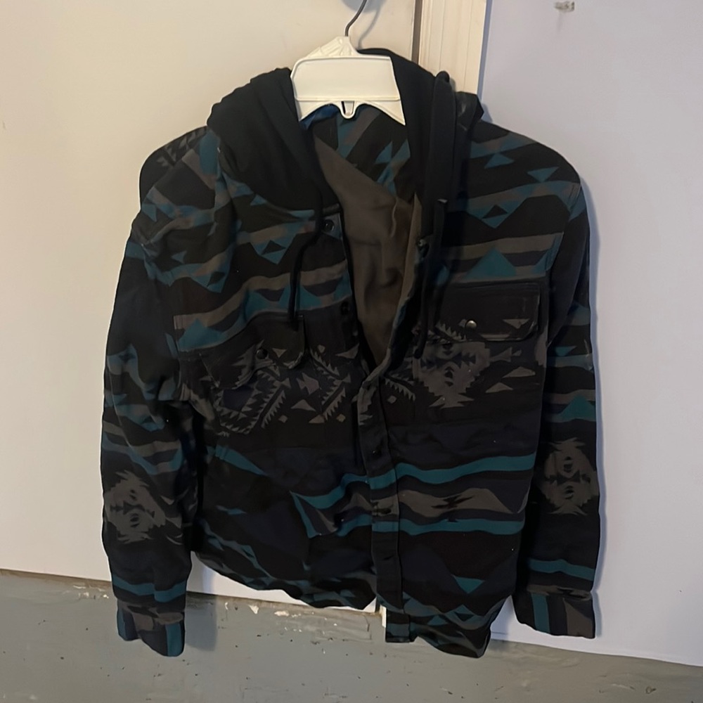 Blue Aztec Zip up Hoodie